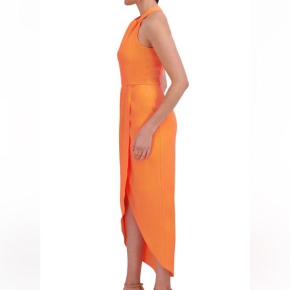 NWT Julia Jordan Knot Neck Halter Dress Size 12 -Neon Orange - Picture 3 of 10